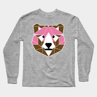 Geometric Pink Bear (MD23Ani002b) Long Sleeve T-Shirt